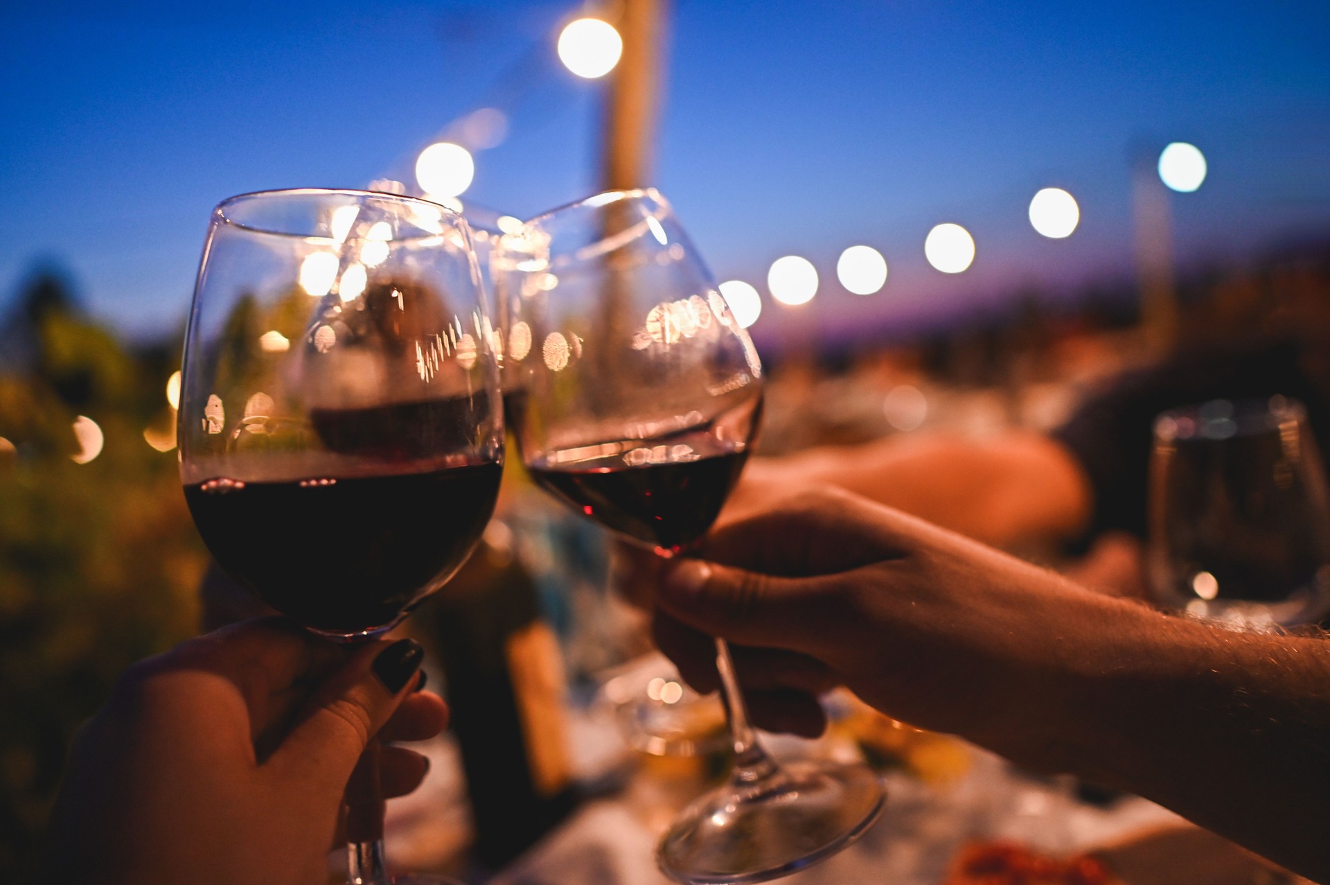 Dinner party at night.